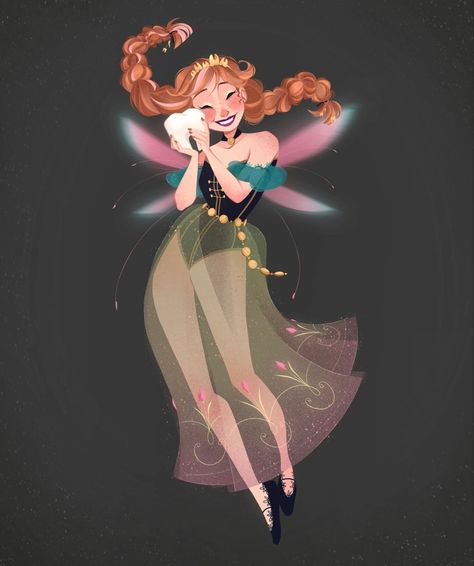 Tooth Fairy Anna Tooth Fairy Art, Anna Fanart, Disney Frozen Art, Character Exploration, Fairy Kingdom, Frozen Art, Anna Disney, Disney Princess Artwork, Disney Kingdom