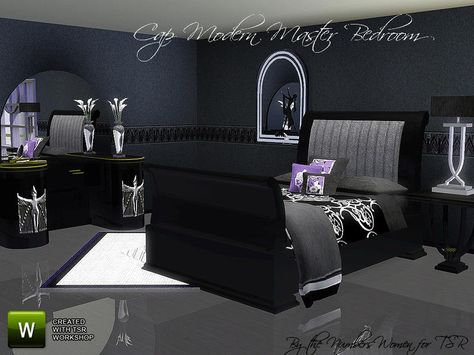 TheNumbersWoman's Cap Modern Master Bedroom Sims 3 Bedroom, Bedroom Ideas Master Suite, Adult Room Ideas, Sims 4 Sets, Bedroom Sims 4, Couples Room, Modern Kitchen Bar, Trendy Interior Design, Couple Room