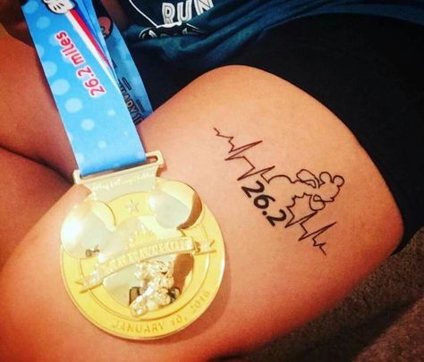 Disney Running Tattoo, Run Disney Tattoo Ideas, Run Disney Tattoo, Running Tattoos, Marathon Tattoo, Tat Inspiration, Disney Running, Running Tattoo, Disney Marathon