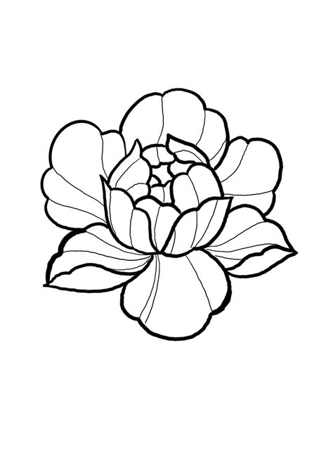 Tattoo Outline Drawing Stencil, Traditional Tattoo Outline, Trad Flash, Black And White Flower Tattoo, Traditional Floral Design, Abstract Tattoo Ideas, Peony Drawing, Simple Flower Tattoo, Abstract Tattoos