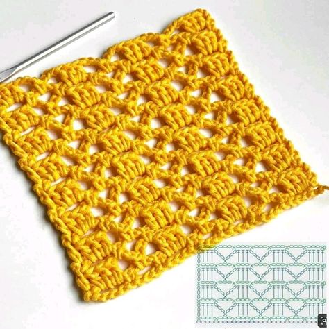 شال كروشيه, Graph Crochet, Crochet Knit Stitches, Crochet Lace Pattern, Scarf Crochet Pattern, Crochet Stitches Tutorial, Crochet Stitches Patterns, Crochet Diagram, Crochet Stitch