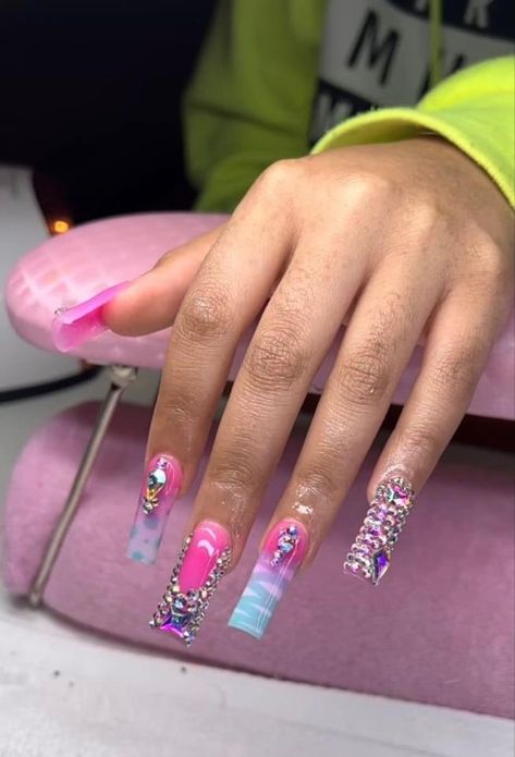 Long Junk Nails, Fye Nails, Purple Acrylic Nails, Duck Nails, Purple Acrylic, Money Makers, Colored Acrylic Nails, Dope Nail Designs, Short Square Acrylic Nails