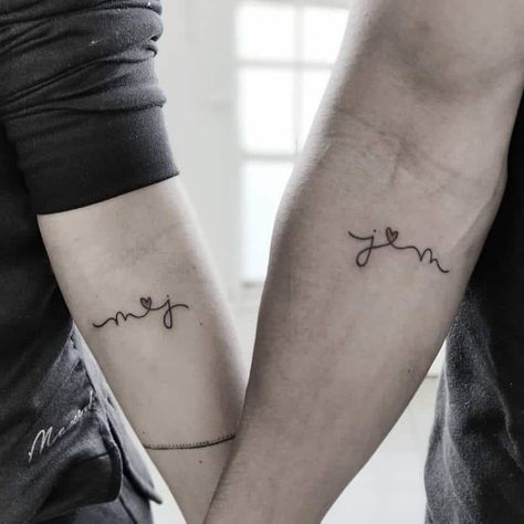 His And Her Initial Tattoo Ideas, Husband And Wife Initial Tattoos, Initial Tattoo Couple, Couples Name Tattoos, Couple Name Tattoo, Phenomenal Tattoo, Tattoos Names, Tattoo Initials, Couple Name Tattoos