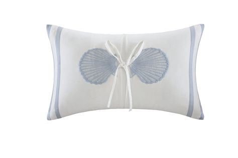 Harbor House Crystal Beach Embroidered Fashion Cotton Throw Pillow, Coastal Theme Oblong Decorative Pillow, 12X20, White Beach Comforter, Harbor House, Beach Bedding, Crystal Beach, Nautical Design, Cotton Throw Pillow, White Pillows, Blue Pillows, Toss Pillows