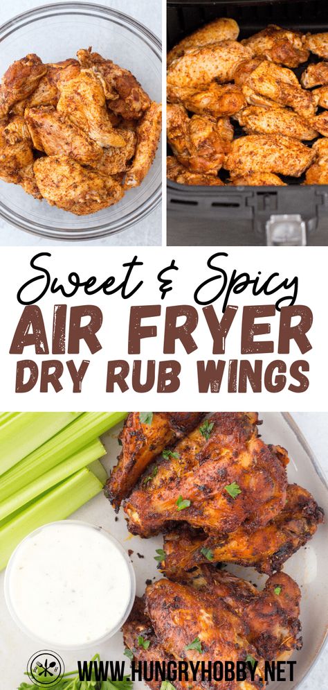 Sweet and spicy dry rub air fryer chicken wings are easy to make, crispy, packed with flavor, and perfect to eat with any dipping or wing sauce you love. Dry Rub Wings, Trader Joes Recipes Healthy, Air Fryer Recipes Chicken Wings, Chicken Wing Seasoning, Air Fryer Wings, Wing Sauce Recipes, Sweet And Spicy Chicken, Spicy Wings, Air Fryer Chicken Wings