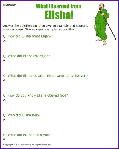 Answer Questions about Elisha - Kids Korner - BibleWise Elisha Bible, Sunday School Worksheets, Bible Homeschool, Children Bible, Youth Bible Study, Christian Childrens Books, School Kids Activities, Children Ministry, Bible Worksheets