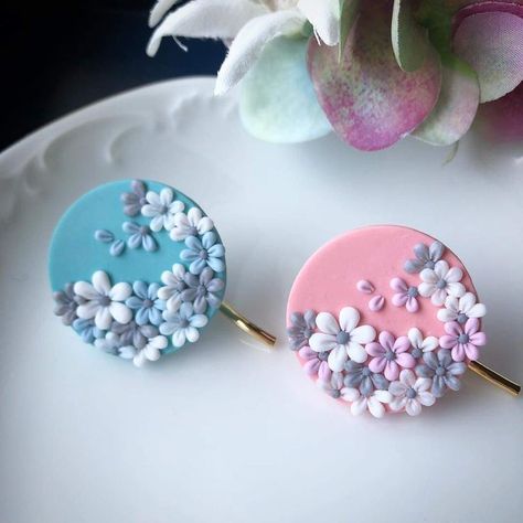 Polymer Clay Hair Pins, Cercei Din Lut Polimeric, Crea Fimo, Polymer Clay Embroidery, Flower Resin Jewelry, Clay Keychain, Polymer Clay Flower Jewelry, Diy Earrings Polymer Clay, Handmade Clay Jewelry