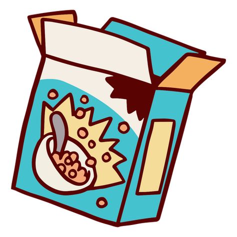 Cereal box for breakfast PNG Design Cereal Box Tattoo, Cereal Box Art, Cereal Box Drawing, Cereal Box Illustration, Cereal Clipart, Cereal Drawing, Cereal Illustration, Cereal Cartoon, Cereal Sticker