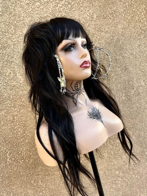 Insta @wigsbyprincesa #fashion #aesthetic #pink #hair #inked #latinas #piercings #selfie #highlight #punkrock #model #sexy #follow #share #makeup #tattooedgirls #legtattoo #girlswithlegtattoos #tattooinkmag #punk #punkrocklove #wigsofinstagram #behindthechair #pulpriot #wigs #shaggy #shaggyhair #shaggywig #mullet #mullethair #mulletwig #greenhair #purplehair #colorfulhair #coloredhair #humanhairwigs #humanhair #humanhairweaves #wiginstall #wiginstallation #wigsbuy #wigstyling #wigsforsale Long Female Mullet, Mullet Long Hair Women, Mullet Hair Color, Aesthetic Pink Hair, Shaggy Mullet, Mullet Hair, Mullet Wig, Mullet Haircut, Hair Inspiration Long