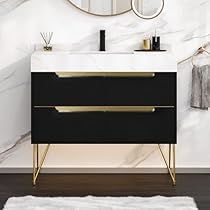 Midcentury Modern Bathroom, Black Cabinets Bathroom, Freestanding Bathroom Storage, 36 Inch Bathroom Vanity, Luxury Bathroom Vanity, Freestanding Storage Cabinet, Black Vanity Bathroom, 36 Bathroom Vanity, Bathroom Vanity With Sink