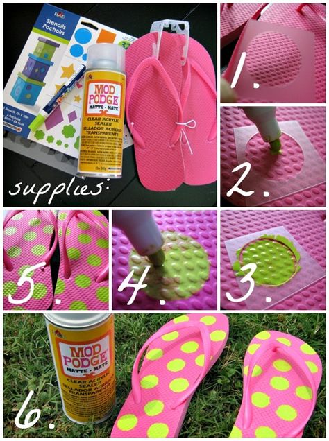 flip flop crafts | my cutest craft FLOP ever {polka dot flip flops} Flip Flops Diy, Flip Flop Craft, Decorating Flip Flops, Flip Flop Wreaths, Diy Sandals, Dollar Store Crafts, Tutorial Diy, Fabric Projects, Diy Shoes