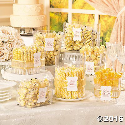 Love is Sweet Candy Buffet Idea Wedding Shower Candy Bar, Yellow Candy Buffet, Candy Bar Ideas, Popular Candy, Yellow Candy, Bright Pop, Candied Lemons, Sweet Paper, Classic Candy