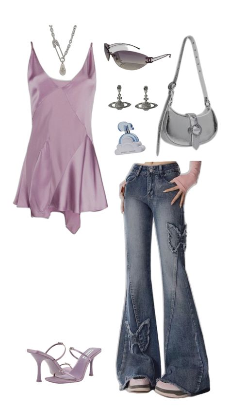 A beautiful back to school back to university y2k inspired outfit conform to dress codes beautiful purple outfit y2k aesthetic. 2000’s vibes Outfit Y2k Aesthetic, Back To School Y2k, Outfits Purple, Y2k Inspired Outfit, Back To University, Purple Y2k, Purple Outfit, 2000s Outfits, Purple Outfits