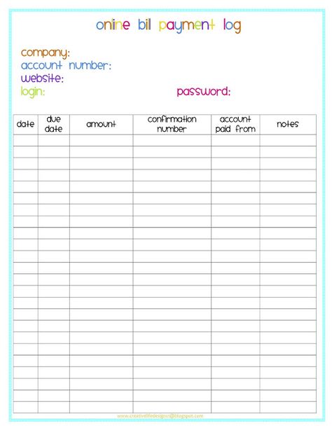 Bill Organization Printables, Bill Payment Organization, Bills Checklist, Amortization Schedule, Payment Schedule, Monthly Bill, Bill Organization, Paying Off Credit Cards, Bookkeeping Templates