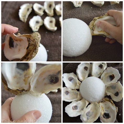 Craft+Ideas+For+Seashells Ideas For Seashells, Shell Chimes, Vegetable Arrangements, Diy Oyster Shell, Oyster Shell Candle Holder, Seashell Wreaths, Oyster Shells Diy, Seashell Ideas, Oyster Shells Decor