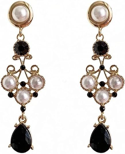 Amazon.com: Black Vintage Pearl Earrings Black Earrings for Women Pearl Drop Earrings Teardrop Chandelier Long Dangle Earrings Baroque Earrings Bohemian Earrings (Black): Clothing, Shoes & Jewelry Chandelier Long, Vintage Pearl Earrings, Teardrop Chandelier, Baroque Earrings, Baroque Jewelry, Green Tassel Earrings, Long Pearl Earrings, Dangle Earrings Wedding, Victorian Costume