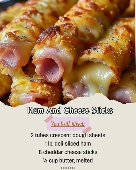 Cheddar Cheese Sticks, Cheese Sticks Recipe, Chef Gordon, Chef Gordon Ramsay, Appetizers Easy Finger Food, Crescent Roll Recipes, Crescent Dough, Sliced Ham, Cheese Sticks