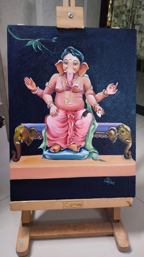 Ganesha God, Andrew Loomis, Canvas Art Painting Acrylic, Scrub Diy, Ganesh Art Paintings, Ganpati Ji, Bappa Morya, Fabric Painting On Clothes, Indian God