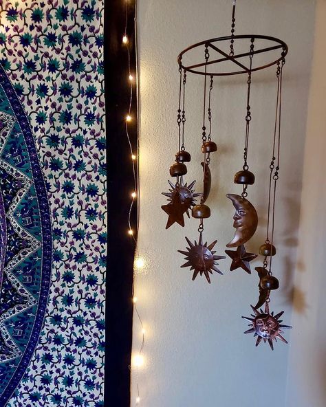 Circle Mobile, Witchy Room, Goth Home, Bedroom Decor Inspiration, Goth Home Decor, Room Redesign, Moon Decor, Moon Garden, Dreamy Room