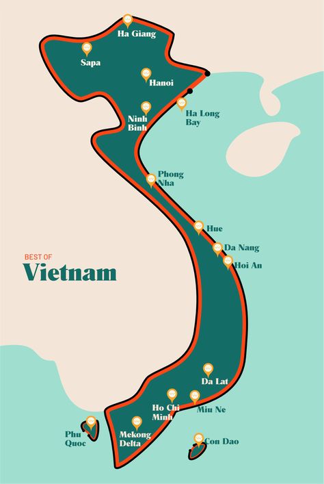 Planning a trip to Vietnam? Be sure to visit at least a few of these incredible places. From beaches to limestone mountains, there's a lot to see and do while in Vietnam so be sure to stay for awhile! Vietnam Islands, Asia Holiday, Vietnam Map, Trip To Vietnam, Vietnam Trip, Backpacking India, Vietnam Voyage, Vietnam Travel Guide, Travel Thailand