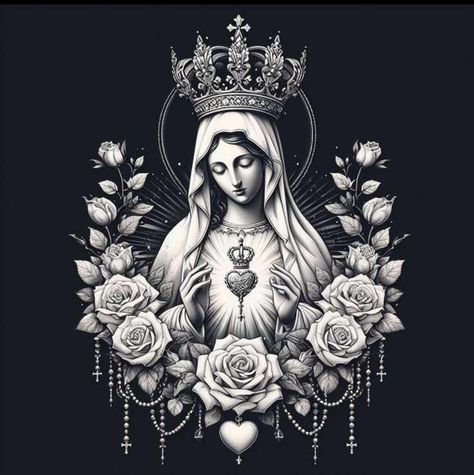 Holy Mary Tattoo, Blessed Mother Tattoo, Greek Goddess Tattoo, Mother Mary Tattoos, Catholic Tattoos, Virgin Mary Tattoo, Sacred Heart Tattoos, Mary Tattoo, Back Piece Tattoo