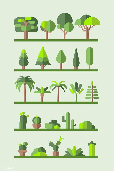 Trees Illustration Vector, Tree Flat Illustration, Flat Tree, Tree Vector Illustration, Trees Illustration, Trees Vector, Illustration Tree, Flat Art, Tree Vector