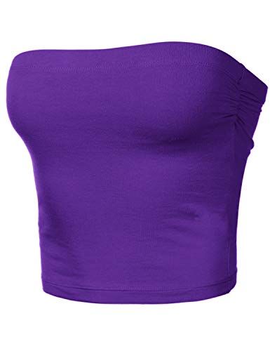 Women's Tube Crop Shapewear Tops Strapless Cute Sexy Cotton Tops Purple S Crop Tops Purple, Purple Top Png, Elissa Bat, Dark Purple Crop Top, Top Violeta, Purple Top Outfit, Bat Cosplay, Top Roxo, Purple Tube Top