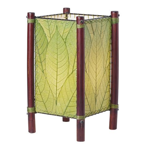 The Fortune lamp gets its name because of the sturdy bamboo legs as bamboo is a sign of good luck in many Asian cultures. Featuring real cocoa leaves and a simple square design, this lamp is a true show piece and conversation starter.