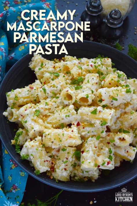 When it comes to cream sauce and pasta, nothing beats this Creamy Mascarpone Parmesan Pasta! The creamiest of them all, this sauce is prepared with both mascarpone and parmesan cheese, seasonings, and fresh lemon juice. Topped with toasted breadcrumbs for taste and texture, this quick and easy meal is simply delicious! #mascarpone #parmesan #pasta Recipes That Use Mascarpone Cheese, Toast With Mascarpone, Pasta With Parmesan Cream Sauce, Mascarpone Cream Sauce Pasta, Lemon Marscapone Pasta, What Can You Make With Mascarpone Cheese, Mascarpone Cream Sauce, Things To Make With Marscapone, Mascarpone Recipes Pasta