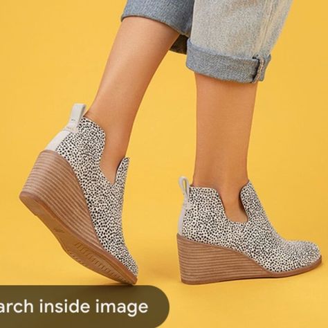 NWT TOMS Kallie Beige/Black Cheetah Print Wedge Bootie - Size 9.5 Black Cheetah Print, Wedge Bootie, Toms Shoes, Cutout Dress, Macadamia, Cheetah Print, Bootie, Wedges, Plus Fashion