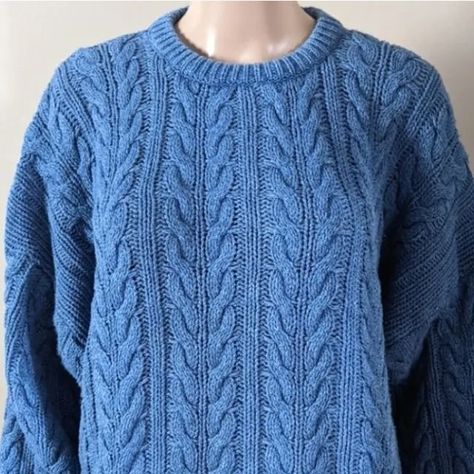 Vintage The Bay cable knit blue sweater, made in Taiwan in 80s Blue Sweater, The Model, Blue Sweaters, Cable Knit, Taiwan, Cable, Womens Sizes, Shop My, Knitting