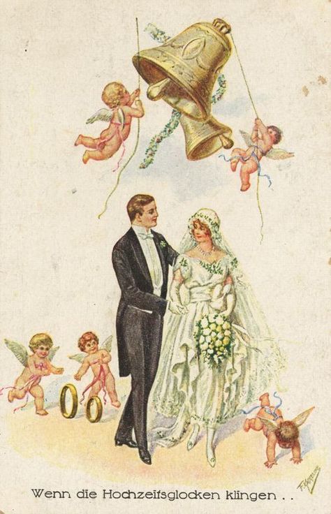 German Wedding, Vintage Wedding Cards, Wedding Postcard, Wedding Illustration, Wedding Scene, Wedding Posters, Antique Wedding, Vintage Style Wedding, Wedding Art