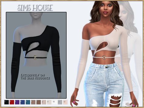 The Sims Resource - WOMEN'S CROP TOP WITH SLEEVES Sims 4 Cropped Sweater, The Sims 4 Cc Baddie Clothes, Sims 4 Off The Shoulder Top, Sims 4 Crop Top Cc, The Sims 4 Top, Crop Top With Sleeves, Cc Top, Top With Sleeves, Plus Size Baddie