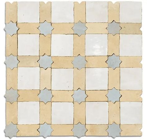 Safim C Grey Star with White Moroccan Zellige Mosaic Terrazzo Table Top, Hearth Tiles, Mosaic Pool Tile, Moroccan Zellige, Penny Round Mosaic, Terrazzo Tile, Stone Mosaic Tile, Limestone Tile, Mosaic Flowers