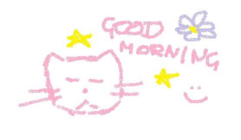 Good Morning Cat Drawing, Wholesome Goodmorning, Good Morning Wholesome, Goodmorning Cute Images Aesthetic, Good Morning Reaction Pic, Goodnight Drawing, Good Morning Kitty, Wholesome Drawings, Goodmorning Cute