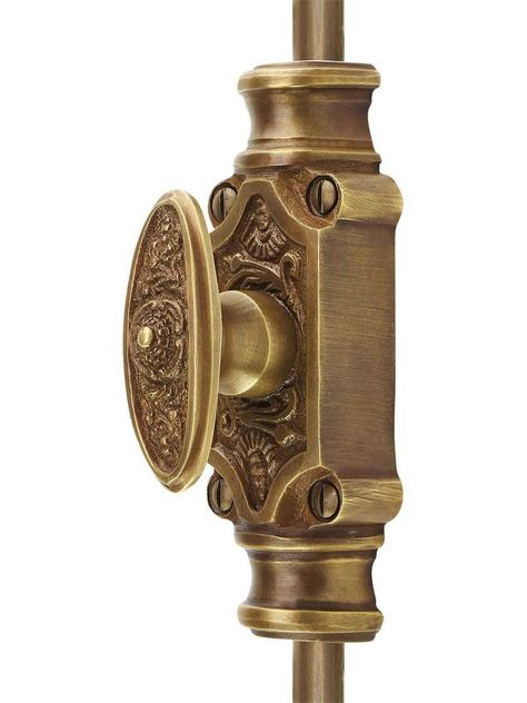 Filigree Brass Cremone Bolt - 4-Foot Length in Antique-By-Hand | House of Antique Hardware Cremone Bolt, Kitchen Pantry Cupboard, Stair Hardware, Pantry Cupboard, Antique Door, Antique Hardware, Casement Windows, Butler's Pantry, Window Hardware