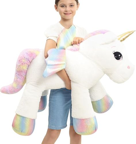 Amazon.com: FFxiong 44 Inch Giant Unicorn Stuffed Animal Pillow, Cute Soft Big Unicorn with Rainbow Wings Large Plush Toy, Gifts for Girlfriend Girls Boys Kids Birthday Valentines Christmas : Toys & Games Christmas Stuffed Animals, Unicorn With Rainbow, Stuffed Animal Pillow, Rainbow Wings, Unicorn Stuffed Animal, Animal Pillow, Teddy Bear Stuffed Animal, Unicorn Plush, Soft Cute