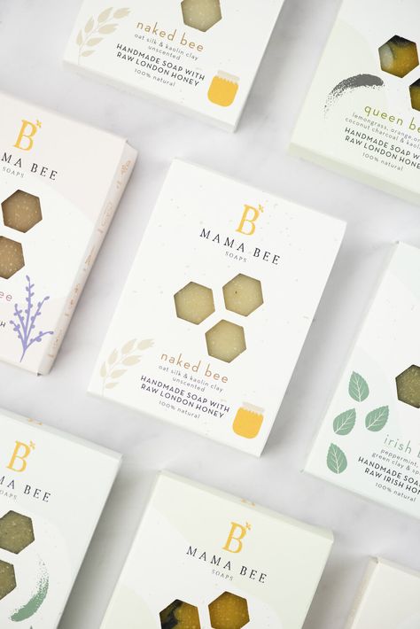 Mama Bee Soaps packaging by Aligned Design Co. Soap Bar Packaging, Soaps Packaging, Soap Logo, Soap Package, Bee Soap, Soap Packaging Design, Soap Inspiration, Typography Packaging, Exfoliating Gloves