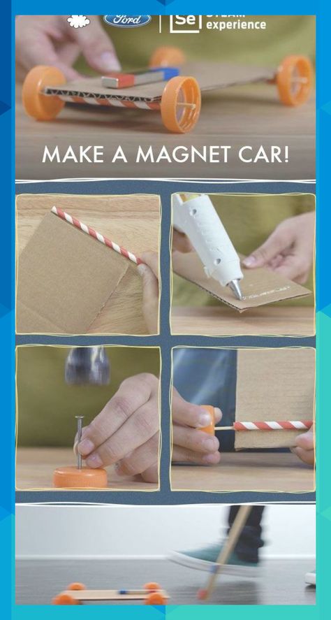 LittleThings teaming up with Ford presents "Make A Magnet Car" #lyost656 Simple Machine Projects, Steam Projects, Kid Experiments, Science Projects For Kids, Fair Projects, Simple Machines, Stem Projects, Science Fair Projects, Stem Science