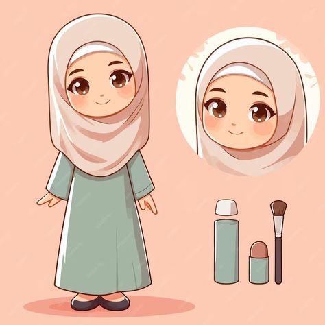 Premium Vector | A cute muslim in flat design stylee Muslim Illustration, Cartoon Body, Animation Ideas, Drawing Inspo, Muslim Girls, Girls Characters, Cute Chibi, Flat Design, Premium Vector