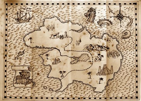 Draw Us a Map of Your Personal Fantasy Island! Imagine you could create an island to your exact specifications. What would it look like? https://www.atlasobscura.com/articles/draw-your-perfect-fantasy-island-map?utm_source=Atlas+Obscura+Daily+Newsletter&utm_campaign=8d41cc7b36-EMAIL_CAMPAIGN_2018_03_07&utm_medium=email&utm_term=0_f36db9c480-8d41cc7b36-66339782&mc_cid=8d41cc7b36&mc_eid=5226d9148b Old Treasure Map, Treasure Island Map, Ancient Paper, Pirate Treasure Maps, Finding Treasure, Map Maker, Map Pictures, Treasure Map, Fantasy Island