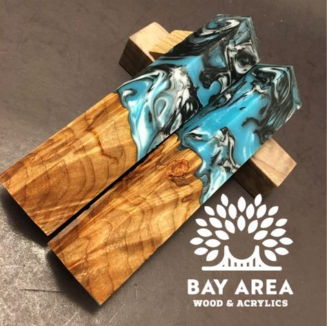 Wood With Epoxy Inlay, Wood Grain Epoxy Tumbler, Wood And Epoxy Sculpture, Epoxy Knife Handle, Epoxy Resin Wood Serving Tray, Stabilized Wood, Pen Turning, Pen Blanks, Knife Art