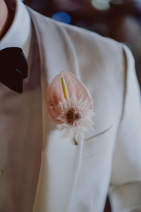 Wedding Basics, Unique Boutonniere, Pink Anthurium, Live In New York City, Lavish Wedding, Anti Bride, Flower Boutonniere, Groomsmen Boutonniere, April Wedding