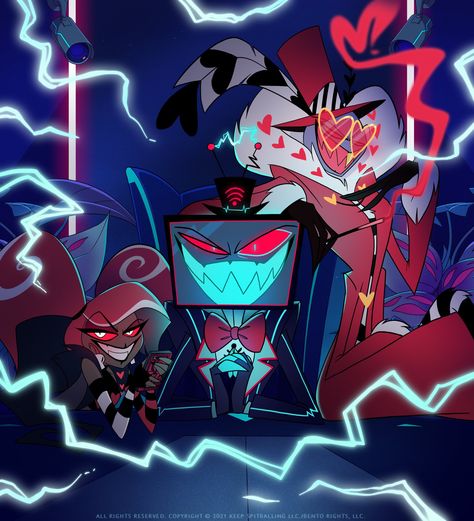 Hazbin Hotel on Twitter: "Happy Halloween from hell's most sinister overlords; Vox, Velvette, Valentino - the VEES. #hazbinhotel https://t.co/xKkmtNjuVY" / Twitter Arcee Transformers, Emoji Wallpaper Iphone, Image Swag, Vivziepop Hazbin Hotel, Emoji Wallpaper, Hotel Art, Hanging Pictures, Lego Ninjago, Hazbin Hotel