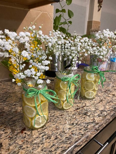 I made these for my daughter’s lemon themed first birthday. Very simple yet very elegant:) Lemon Birthday Theme Cake, Lemon Theme 1st Birthday Party, Lemon Party Theme Decorations, Lemon First Birthday Theme, Lemon Birthday Theme, Lemonade First Birthday Party, Lemon 1st Birthday, Lemonade Party Theme, Lemon Birthday Party