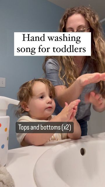 Melissa Minney: Baby & Toddler Speech & Language Expert on Instagram: "Try this easy and catchy hand washing song with your baby or toddler to teach them action words and how to thoroughly wash all the parts of their hands! Lyrics: 🧼 Tops and bottoms (x2) 🧼 In-between (x2) 🧼 Round and round and round (x2) (Or: rub your hands together) 🧼 Now we’re clean OR Now rinse clean (x2) Will you try this song? Let me know below! 💪 Ready to help your child say more words ASAP? Comment 5STEPS to take my *free* class #toddlermusic #languagedevelopment #toddleractivities #parentinghacks #childdevelopment #toddlermom #toddlermomlife" Hand Washing Song, Toddler Speech, Music For Toddlers, Songs For Toddlers, Toddler Top, Action Words, Tops And Bottoms, Hands Together, Toddler Mom