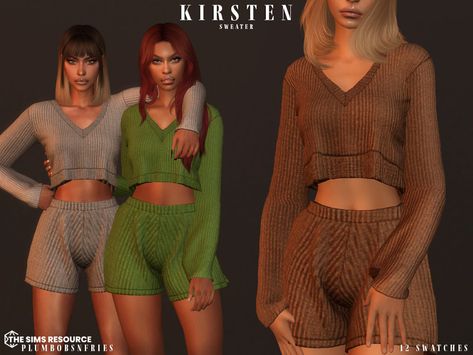 Cropped Wool Sweater, Wool Shorts, Pelo Sims, Sims 4 Teen, Sims 4 Toddler, Fashion Design Collection, Sims 4 Clothing, Sims 4 Custom Content, The Sims Resource