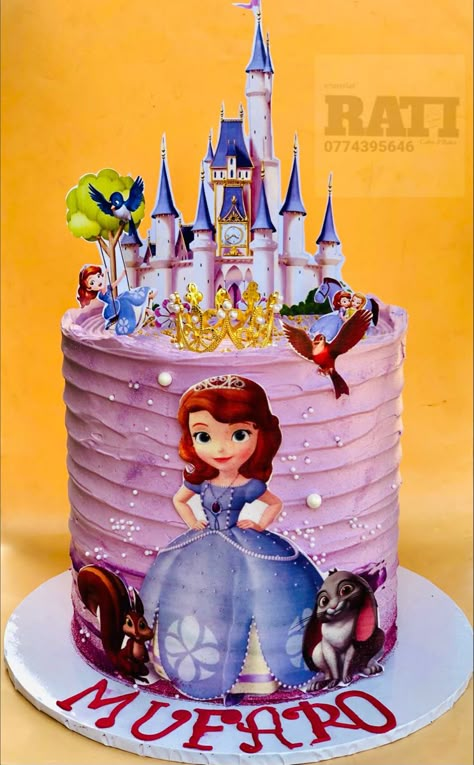 Sophia Cake Design, Sofia The First Cake Design, Sophia The First Cake, Princess Sophia Cake, Sofia Birthday Cake, Sofia The First Birthday Cake, Sophia Cake, Drip Cake Recipes, Sofia The First Cake