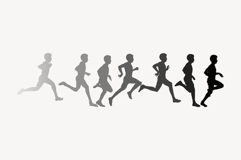 Runner Silhouette, Health Illustration, Running Silhouette, People Running, Black Man, Running Man, Download Free Images, Man Running, Free Psd