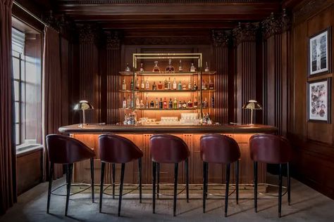 Bar Lounge Design, Shoreditch House, Whiskey Lounge, Bar Desk, Whiskey Room, Members Club, Wine Club, Luxury London, Room Screen